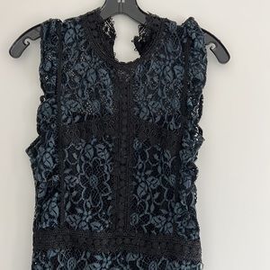 Zara dress slate blue lace over black lining